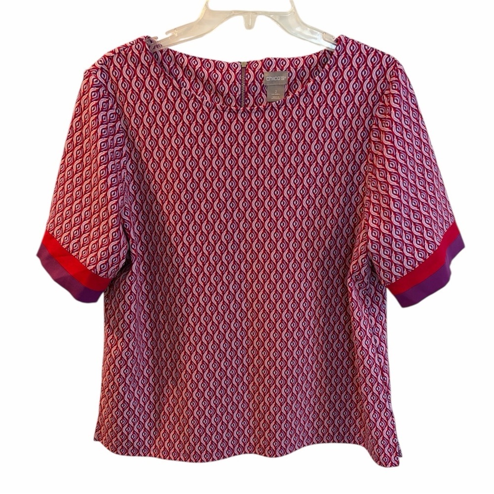 Chico's Red and Purple Geometric Blouse